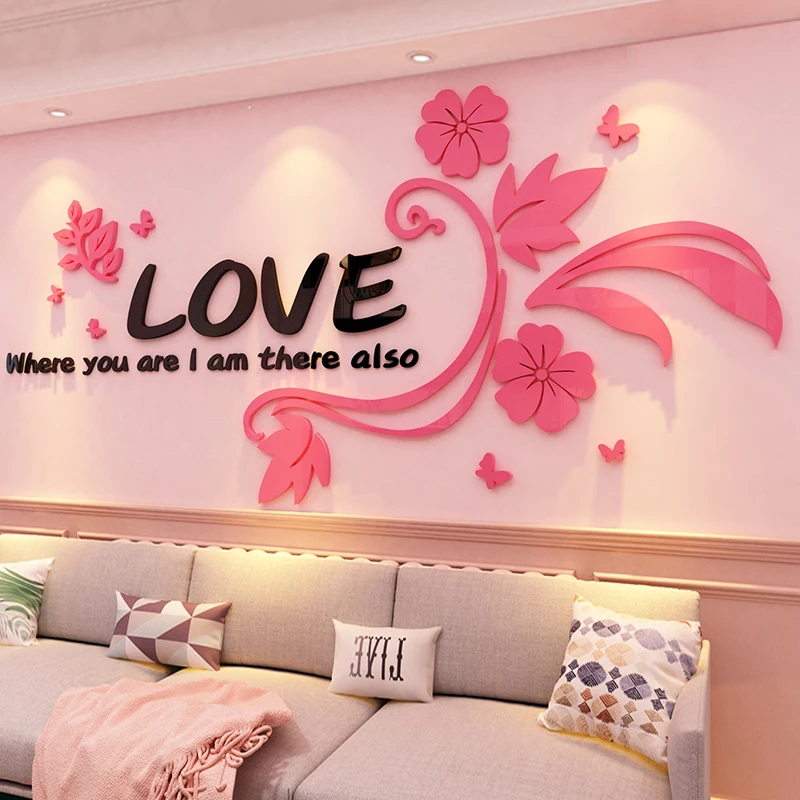 Акриловые 3D наклейки на стену цветок для гостиной/спальни дивана фоновое