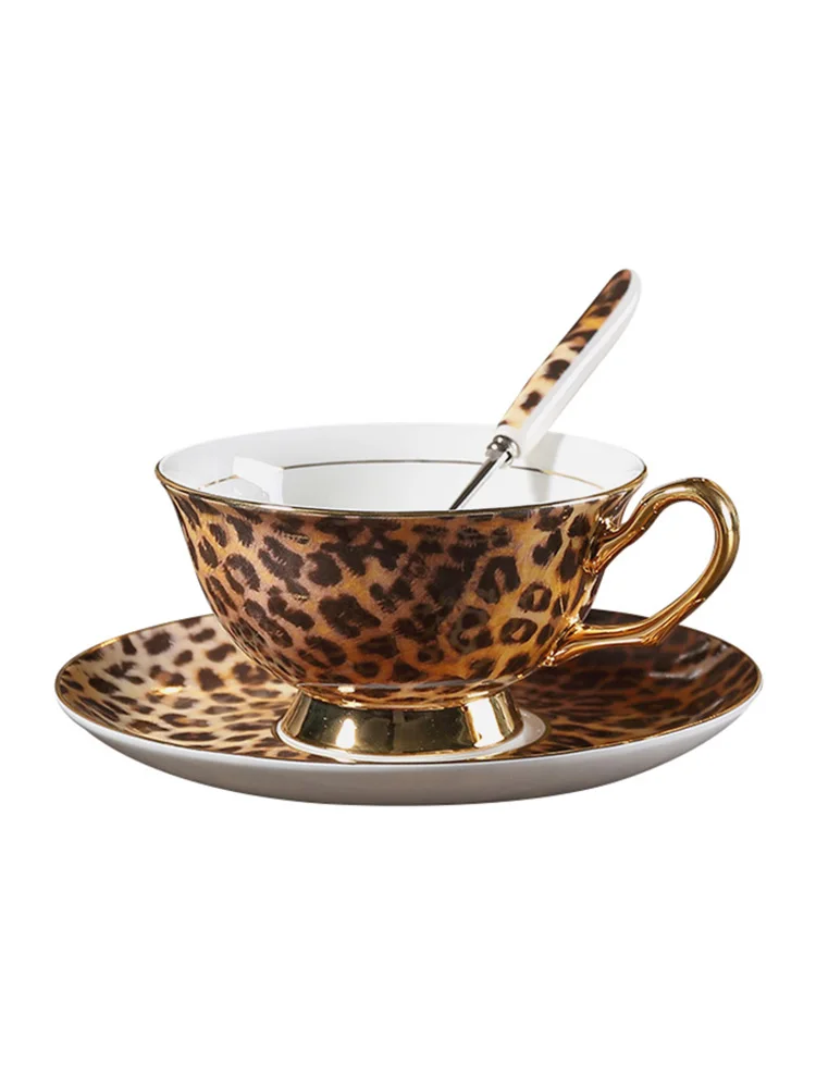 Классическая керамическая чашка в леопардовом стиле блюдечко европейская для