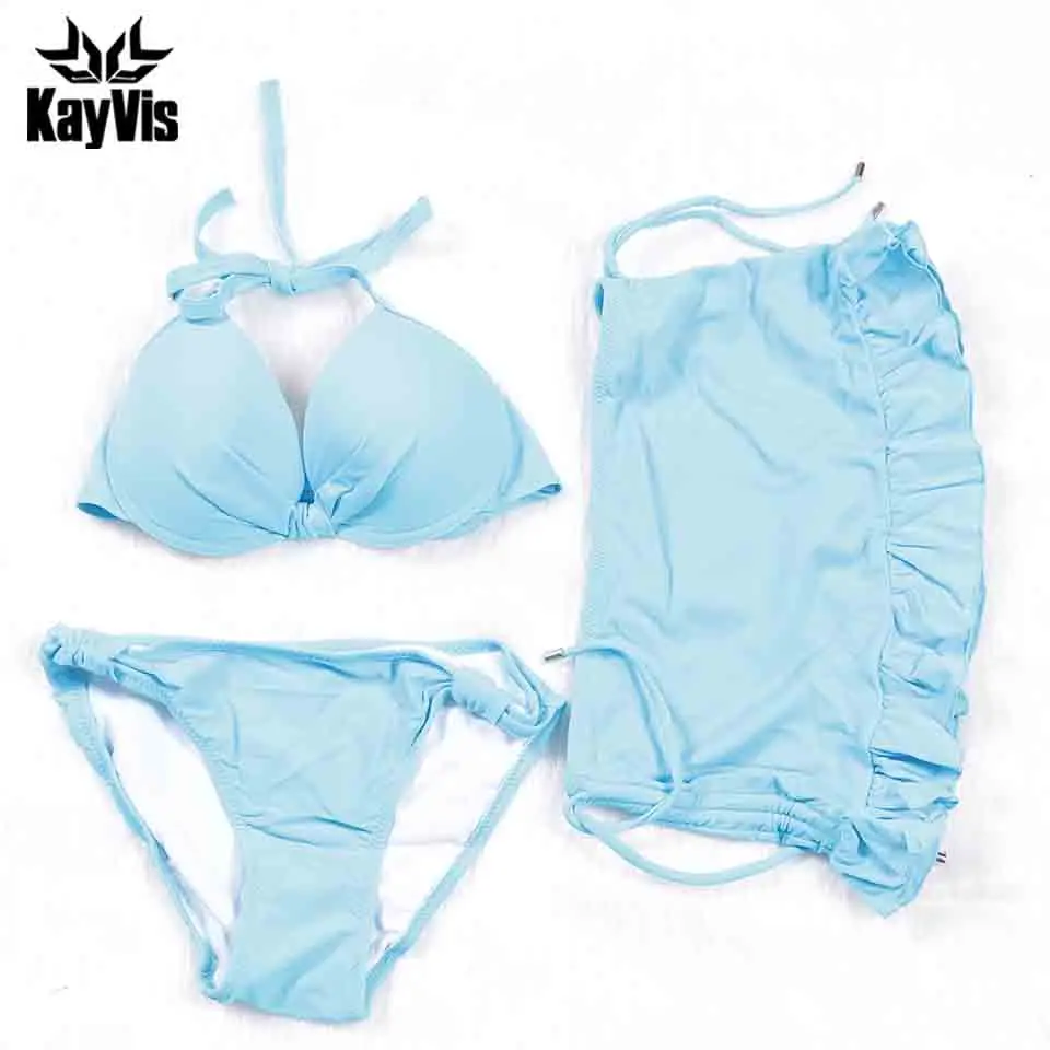 Женский купальник бикини KayVis летний комплект из трех предметов с пуш ап пляжный