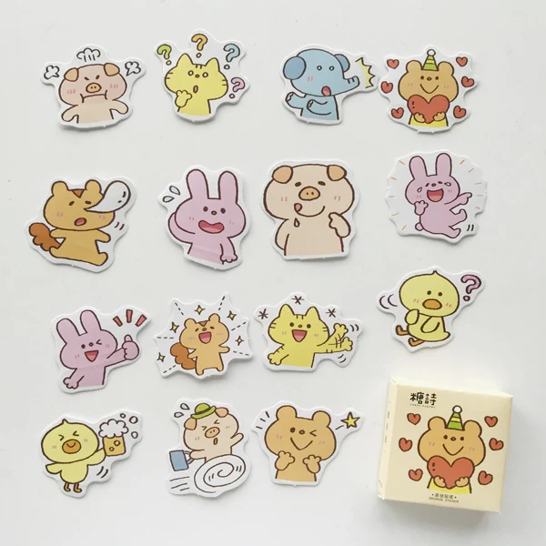 B 45 шт./упак. Kawaii Greent Plant Zoo животные декоративные этикетки для скраббукинга DIY Дневник этикетка-Наклейка Декор подарок для детей - Цвет: B