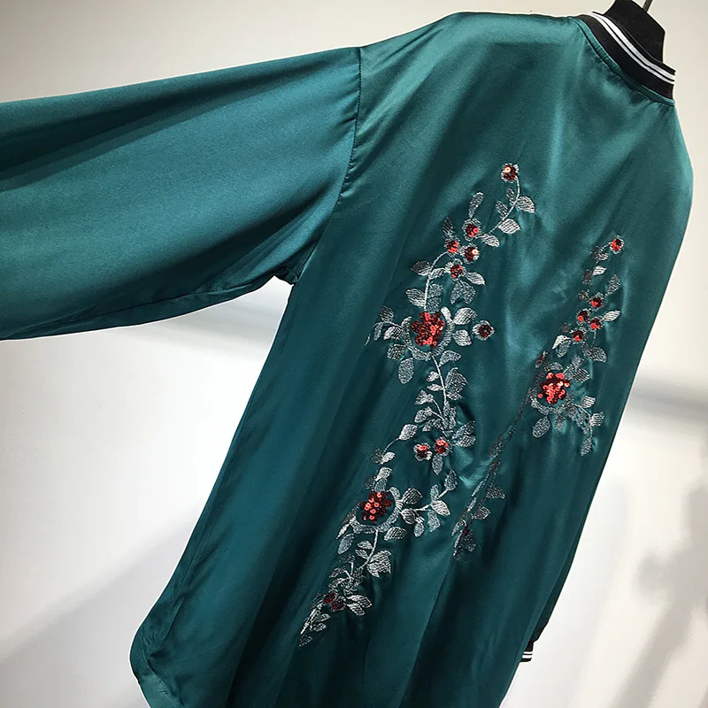 Wenyin/Новинка 2017 года Осенняя мода уличная Цветочные emboridery течет Курточка бомбер
