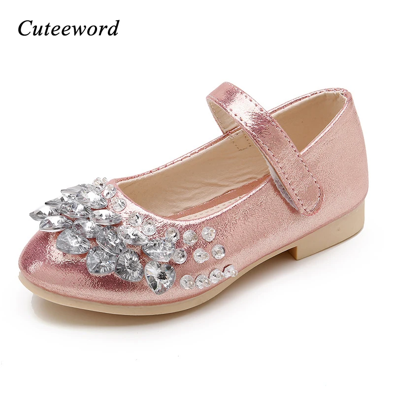 Обувь для девочек детские кожаные туфли золотые розовые серебряные весна осень