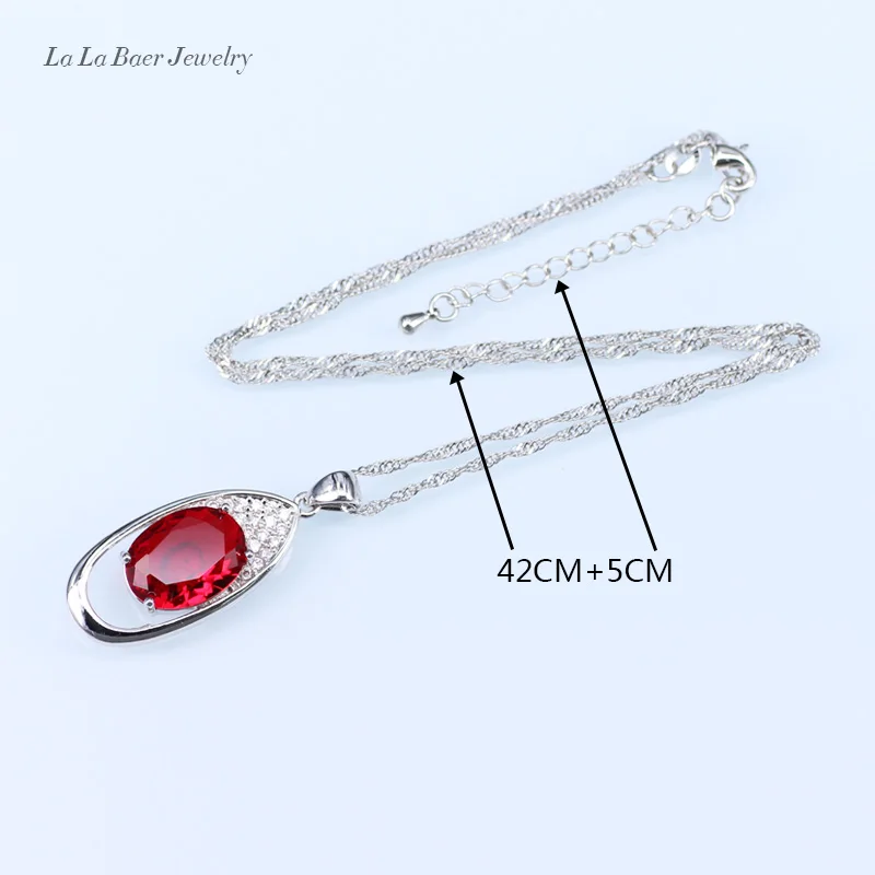 L& B 4 шт. серебро 925 ювелирные наборы красный искусственный гранат Белый Циркон Кристалл браслет/кулон/ожерелье/кольцо/серьги