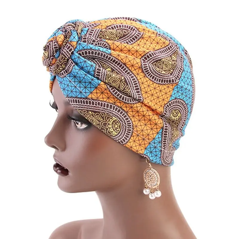 Женский тюрбан из хлопка шляпа спиральная завязанная спереди мусульманская