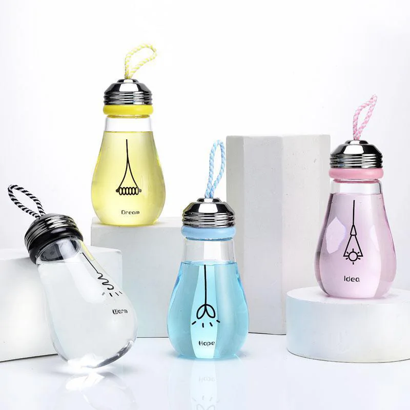 Оригинальная стеклянная бутылка для воды с ремнем портативный милый чайник