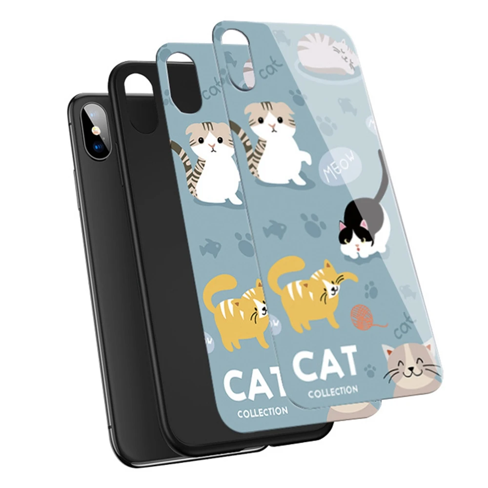 Heyytle Cute Cat Pattern Phone Case For iPhone X 8 7 6 6s Plus Cases Couple Tempered Glass Cover Anti-fall Cartoon Shell |