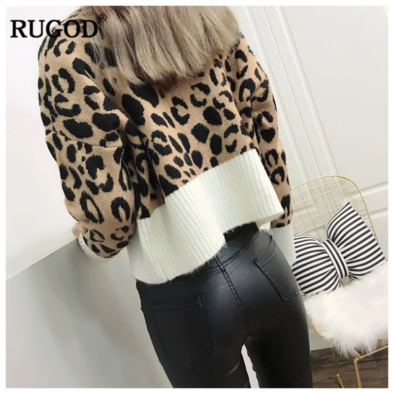 RUGOD винтажные леопардовые короткие женские кардиганы тонкие трикотажные Топы
