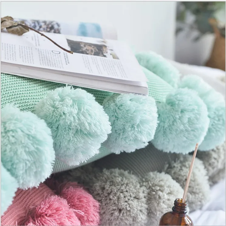 Вязаные чехлы для подушек однотонный серый кофейный чехол подушки в