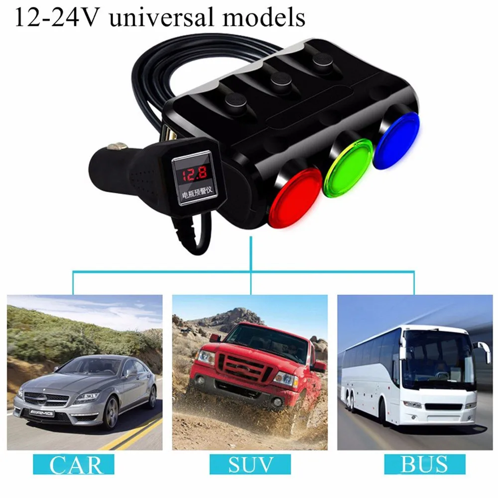 12 в 24 прикуриватель Автомобильный Разветвитель гнездо светодиодный USB зарядное