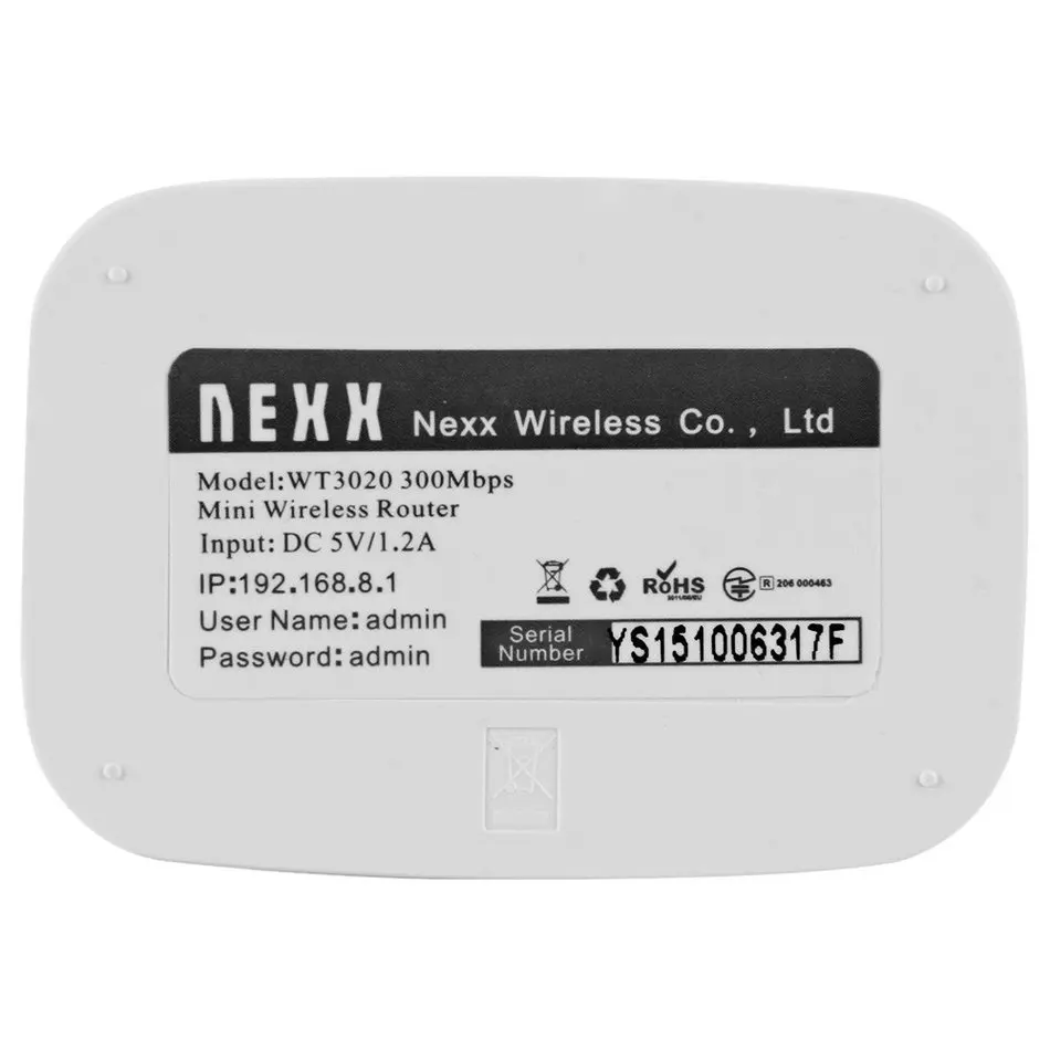 Wifi роутер NEXX WT3020 300 Мбит/с портативный компактный беспроводной 802 11 b/g/n