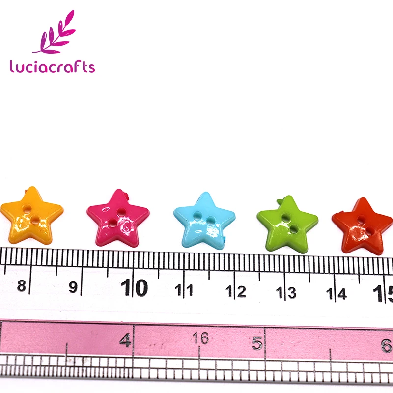 Акриловые пуговицы Lucia crafts E0504 смешанные со звездочками 12 мм 2 отверстия для