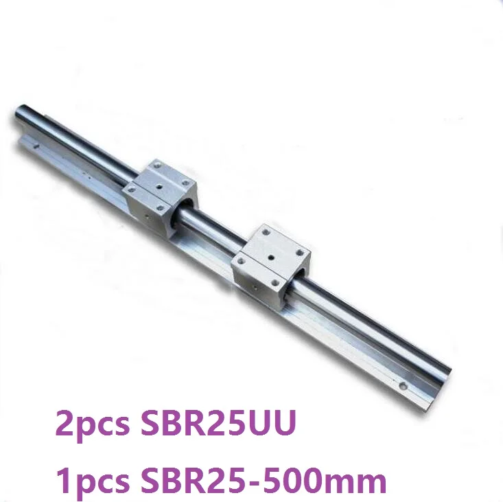 Линейная направляющая SBR25 500 мм 1 шт. + линейные подшипники SBR25UU 2 для