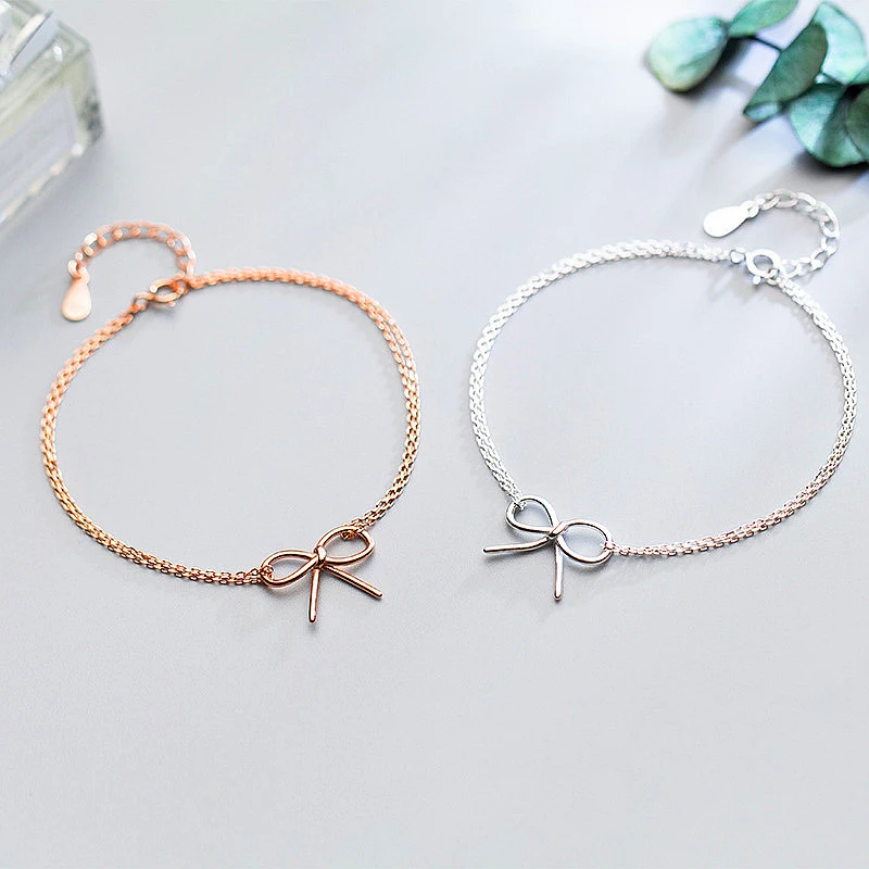 Женский браслет из серебра 925 пробы с двойной цепочкой|Гибкие и жесткие браслеты|