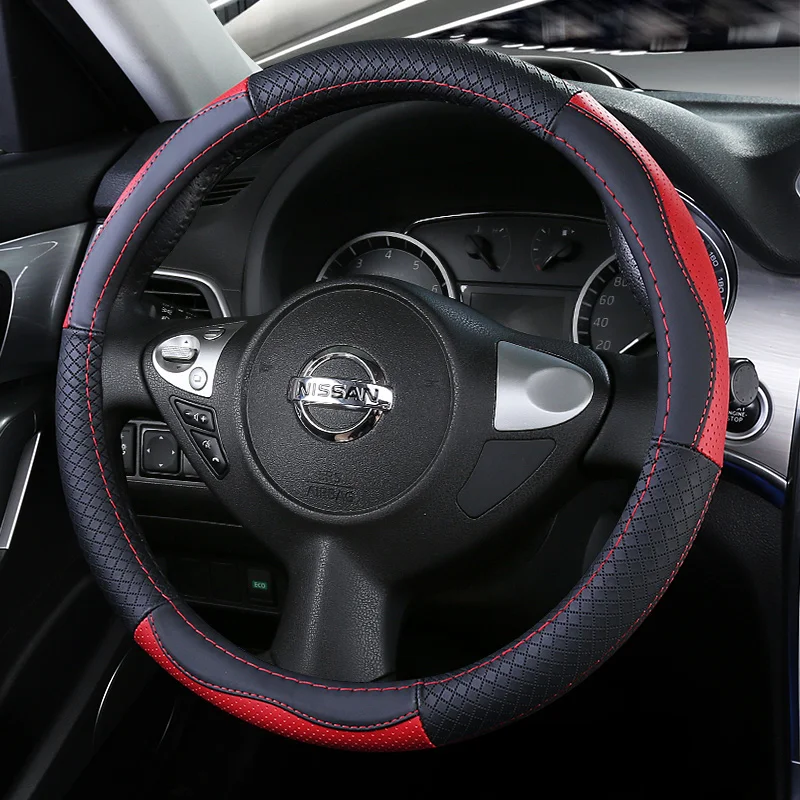 Верхний слой кожаный руль чехлы для Nissan Altima Teana Cima Dayz Fuga Latio/Versa Sedan/Almera/солнечный