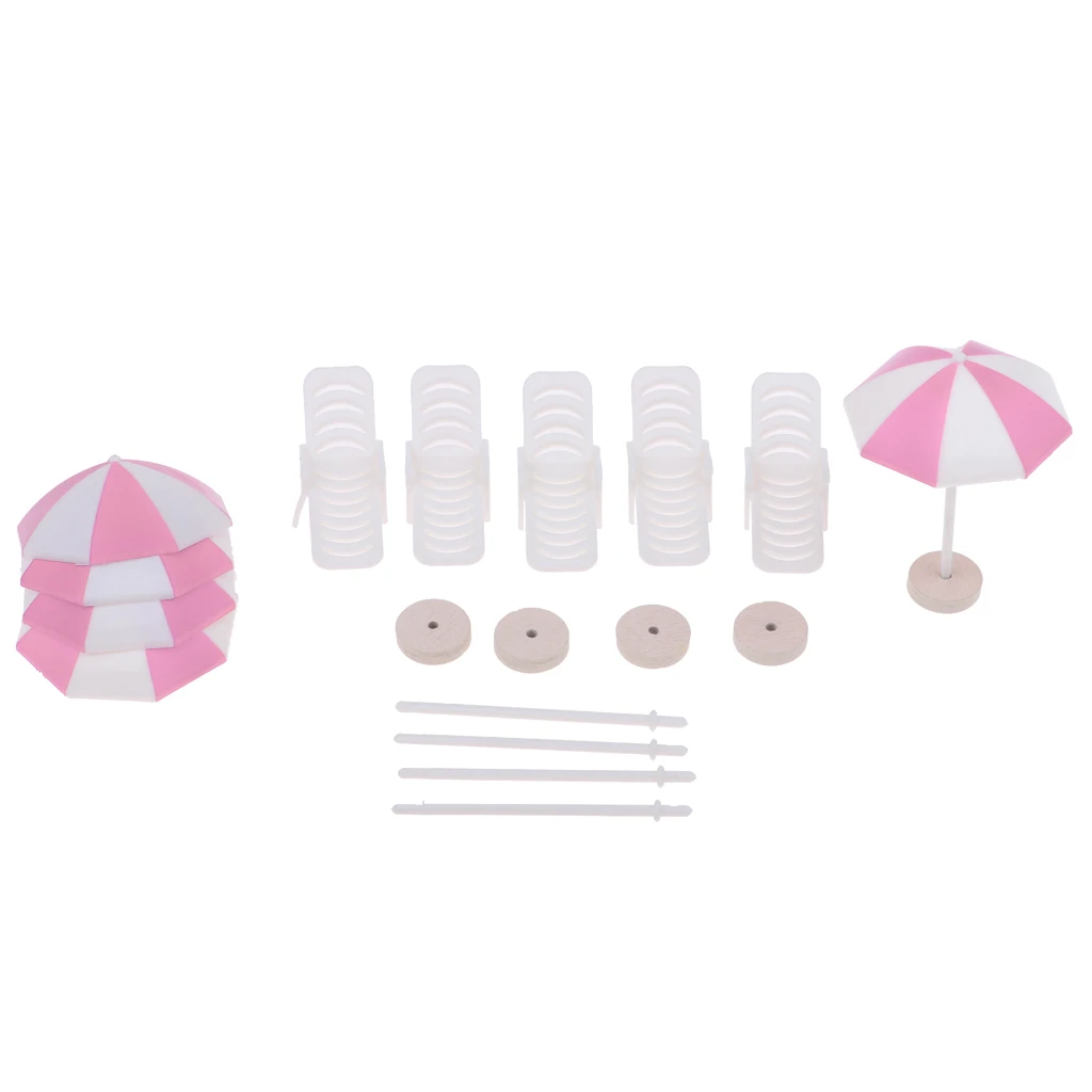 5 компл. Миниатюрный шезлонг пляжный зонтик кукольный домик красочные декорации