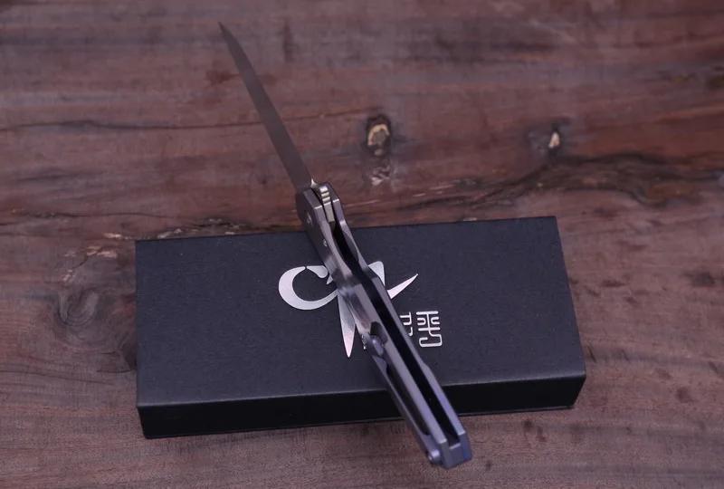 CH original design Tianyi Flipper folding knife bearings AUS-8 Blade TC4 titanium handle camping hunting Fruit Knives EDC tools |