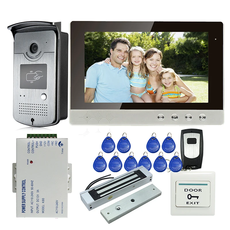 Бесплатная доставка Новый 10 &quotЖК цветной экран видео домофон система + 700TVL HD RFID