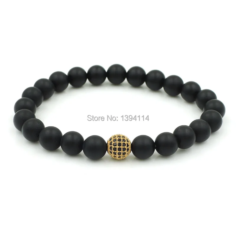 8 мм микро проложить Черный CZ круглый шар бусины &amp Матовый Агат e круглые из