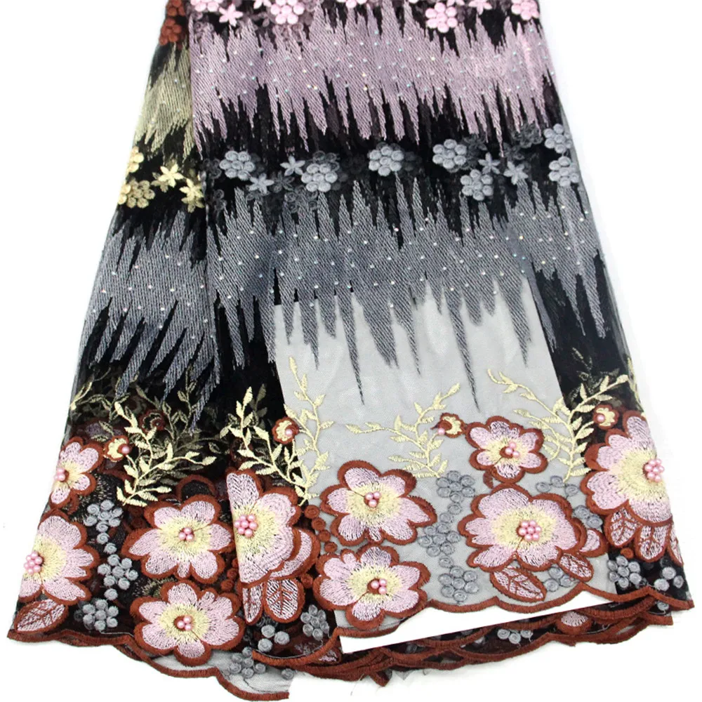 Розовый цвет африканская кружевная ткань 2018 вышитые Нигерии ювелирные изделия