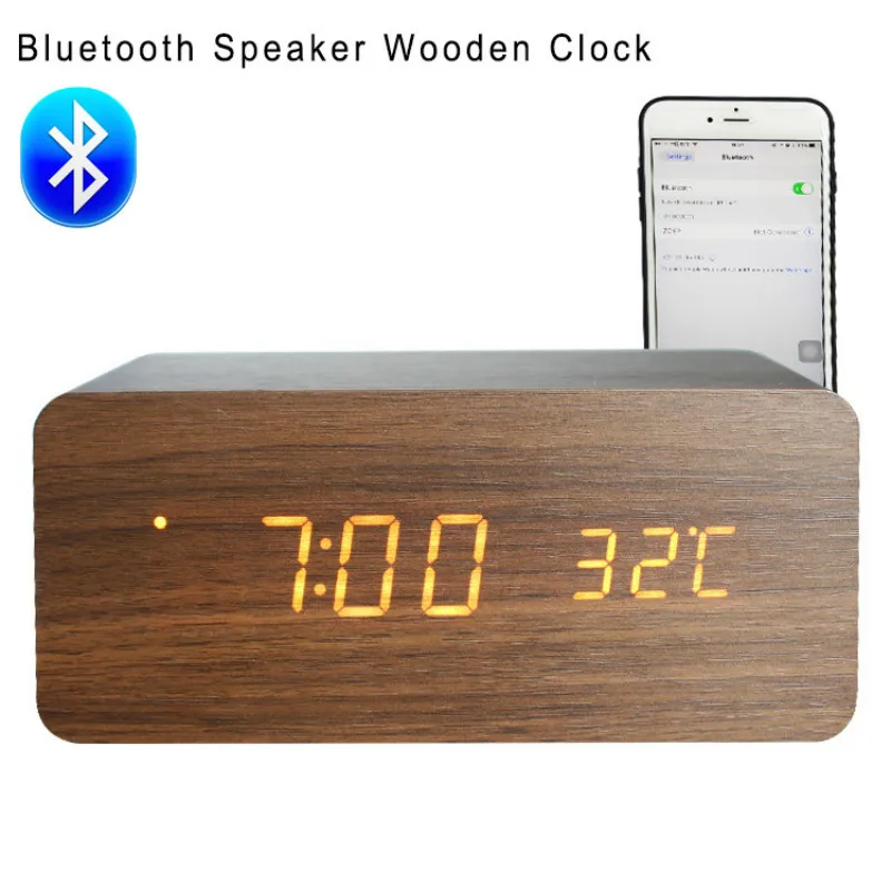 Лучшие продажи 2018 продуктов будильники Беспроводные Bluetooth спикер LED большой