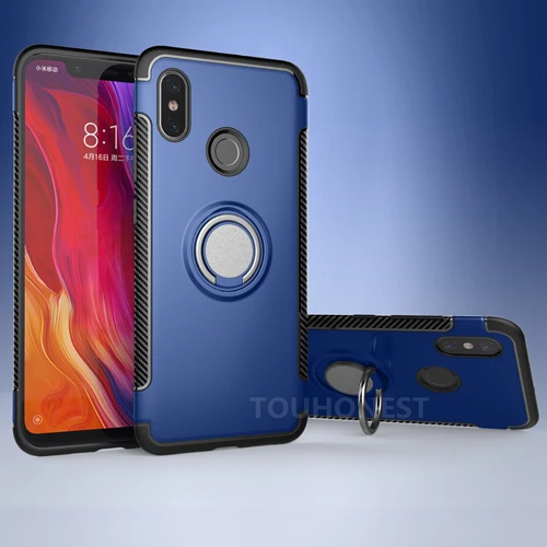 Синий Для RedMi Note 6 Note 7 pro K20 S2 5 Plus противоударный чехол для Xiaomi Mi 9 9T A2 lite Mi 8 Автомобильный держатель Подставка Крышка с магнитным кольцом - Цвет: Синий