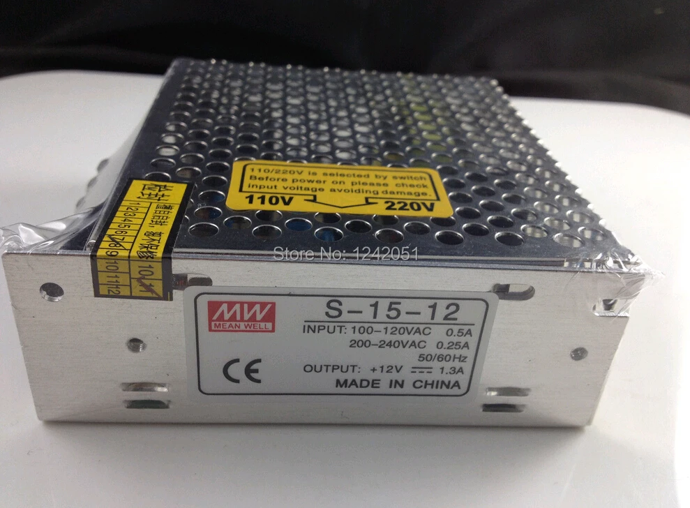 Вход 100-240VAC выход 12VDC 1.3A 15W Регулируемый импульсный источник питания