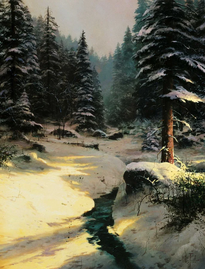 Картина Thomas Kinkade-зимний зонт для освещения современный декор спальни картины