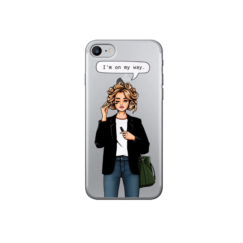 Trabalho Moda Patrao Duro Menina Caso de Telefone Para o iphone X 8 7 6 Plus 5 4 для девочек женщин Da Tampa