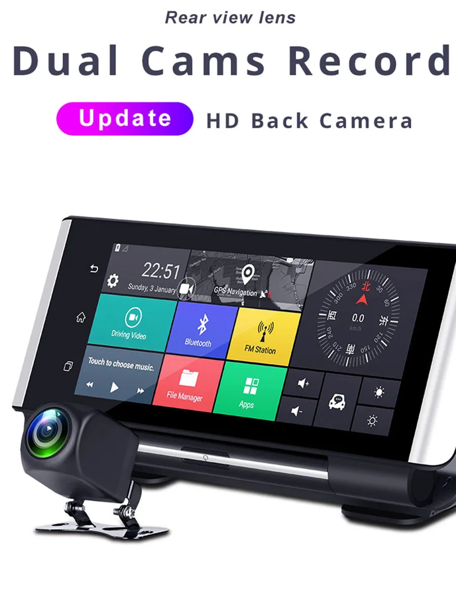 QUIDUX 3g 4G Видеорегистраторы для автомобилей Камера gps 6,8" Android Dashcam регистратор ADAS Full HD 1080 P видео регистратор Двойной объектив dvrs Wi-Fi монитор