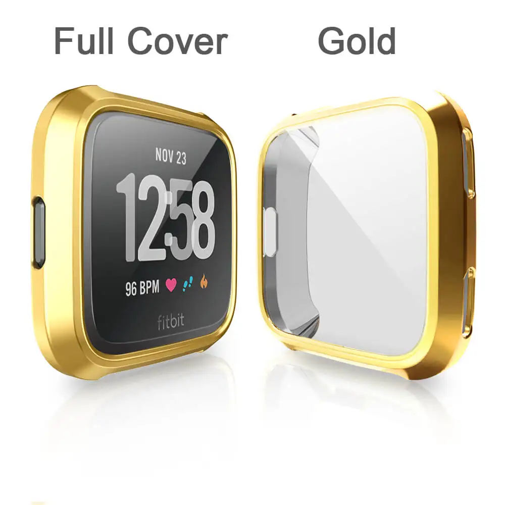 Gold (Full Cover) Ультра-тонкий мягкий ТПУ чехол для Fitbit Versa полная Защита силиконовый чехол s Носимых устройств Smartwatch протектор - Цвет: Gold (Full Cover)