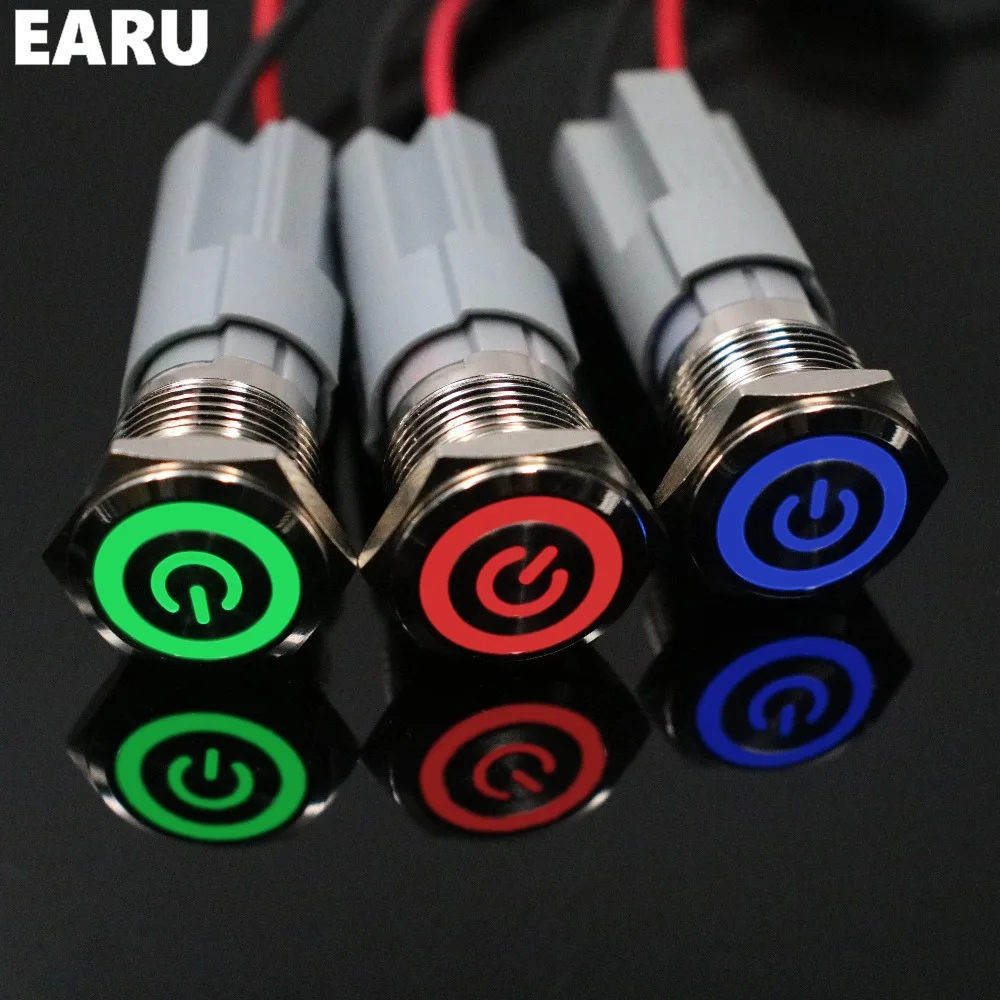 16 мм водонепроницаемый нажимной металлический кнопочный переключатель