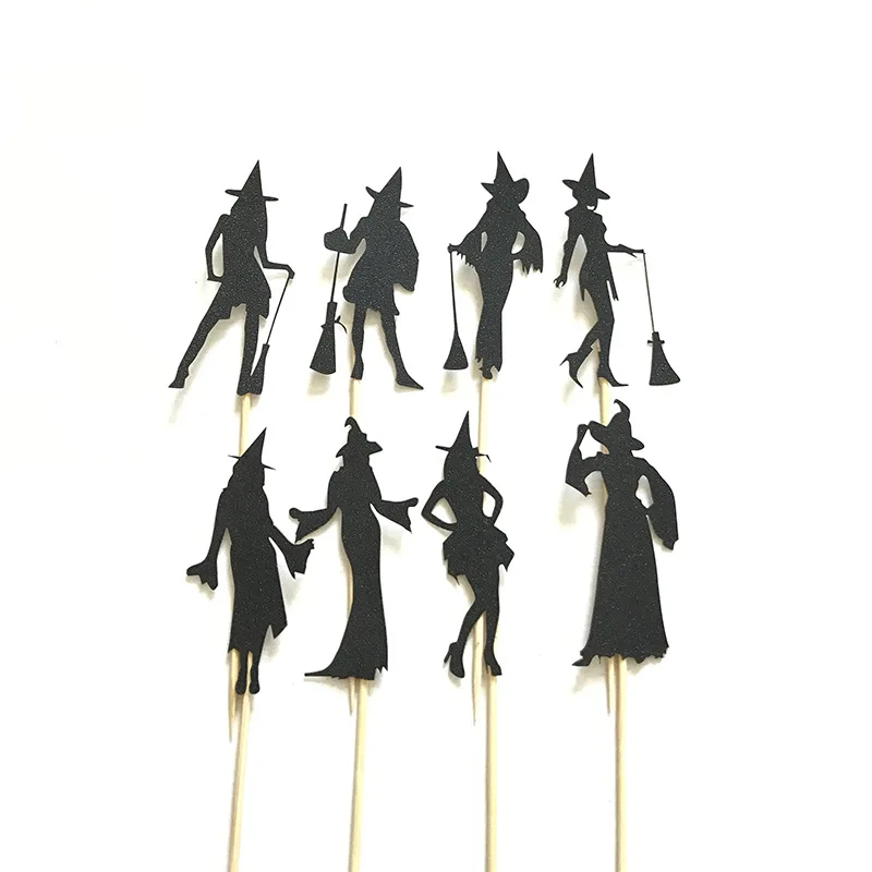 8 шт ведьмы кекс топперы черный переодевание модное шоу постер торт вставленная