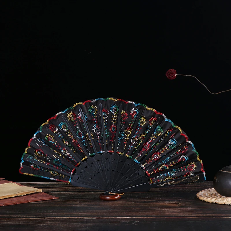 Art Folding Peacock Tail Feather Hand Fan Summer Accessory Crafts Print Home Decor Embroidery Christmas Dance | Дом и сад