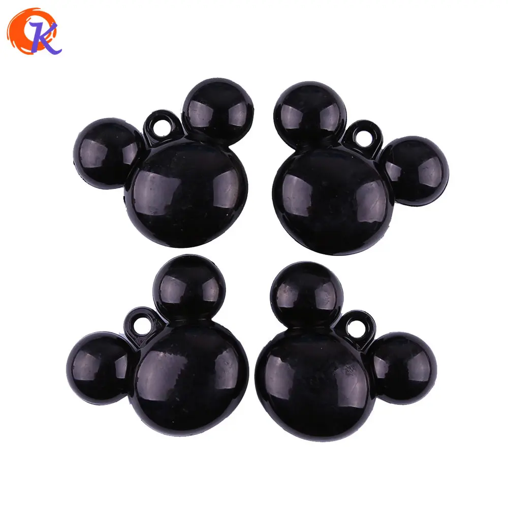 Black 2 Cordial Дизайн 50 шт./лот 34*37 мм модные круглые шарики для украшений сплошной черный цвет массивные акриловые бусины с мышкой для комплектов ювелирных изделий - Цвет: Black 2