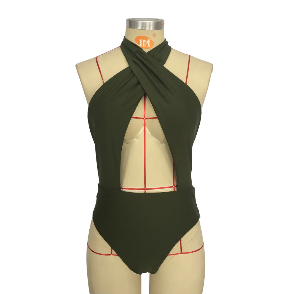 Backless Cut Out Halter Bathing Suit Women High Waist Swimsuit One Piece Bikini Bandage Bandeau Swimwear Female Monokini Bather | Спорт и