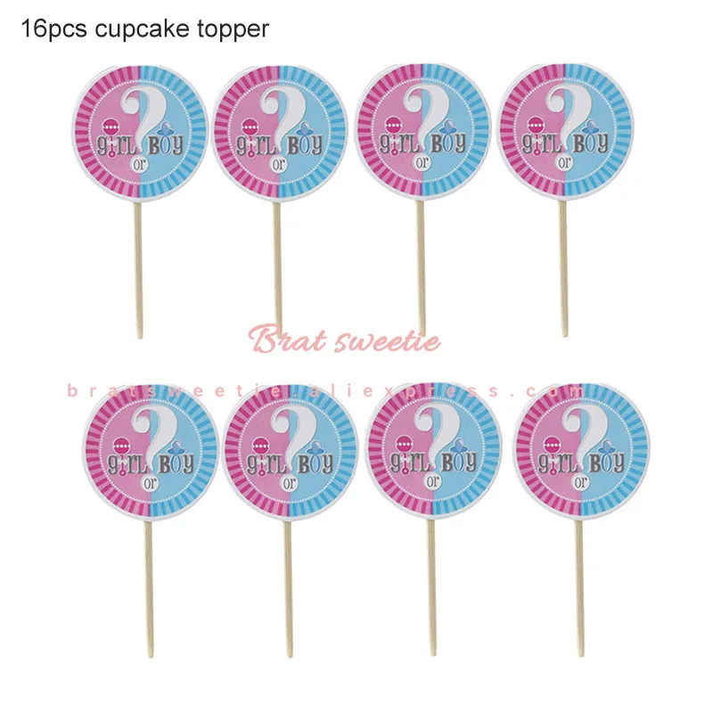 16pc B GOB topper Пол раскрывает воздушный шар девочка или Мальчик Письмо фольгированные шары ребенок душ 1 первый день рождения украшения Детские принадлежности - Цвет: 16pc B GOB topper