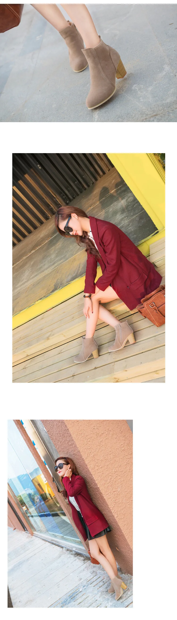 Hot Sale Autumn Winter Women Boots Solid European Ladies shoes Martin boots Suede Leather ankle boots with thick scrub