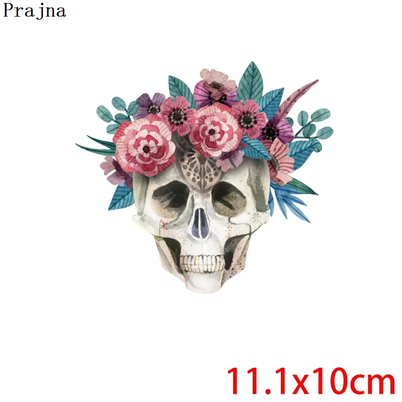 Коричневый Prajna Grim Reaper череп теплопередача патч для одежды фильм ужасов куртка мотоцикл рок стиль наклейка для футболки мужские - Цвет: Коричневый