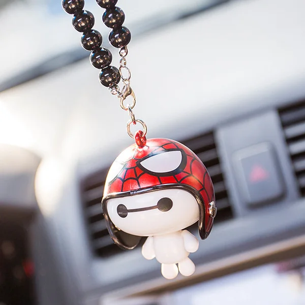 Flame Автомобиль кулон милый шлем робот Baymax куклы висячие украшения автомобили Зеркало заднего вида подвеска украшения аксессуары Подарки - Название цвета: Flame