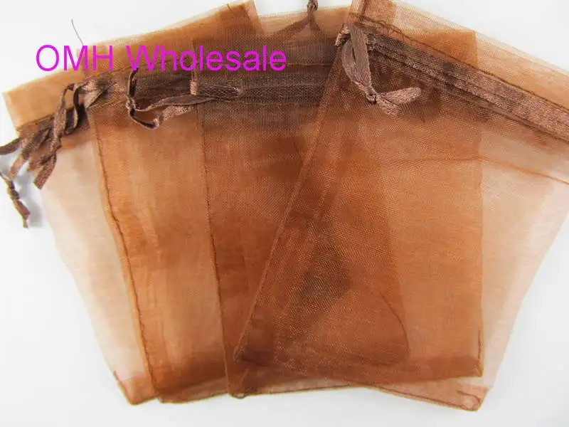 Коричневый OMH wholesale100pcs 7x9 см 25 женская обувь разных цветов в красивом китайском вуаль Рождество/свадебный подарок, сумки из органзы, Ювелирная Подарочная сумка BZ04 - Цвет: Коричневый