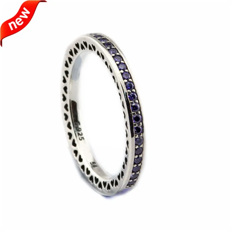 Radiant Hearts Rings With Lavender Enamel 100% 925 Sterling Silver Fine Jewelry Free Shipping