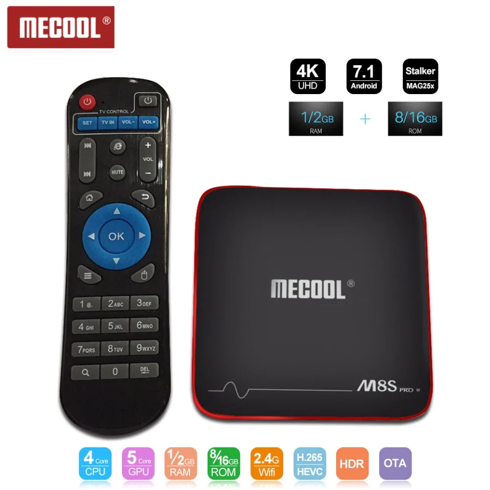 MECOOL Smart Android 7,1 ТВ приставка 4K HDR телеприставка Amlogic S905W Mali-450 1G/8G 2G/16G беспроводной Wifi ТВ приставка медиаплеер