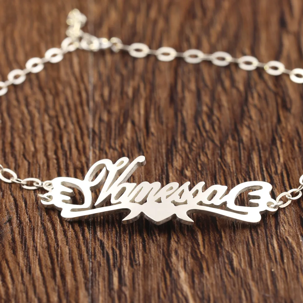 925 Твердые серебряные браслеты на лодыжку с именем под заказ для женщин ювелирные