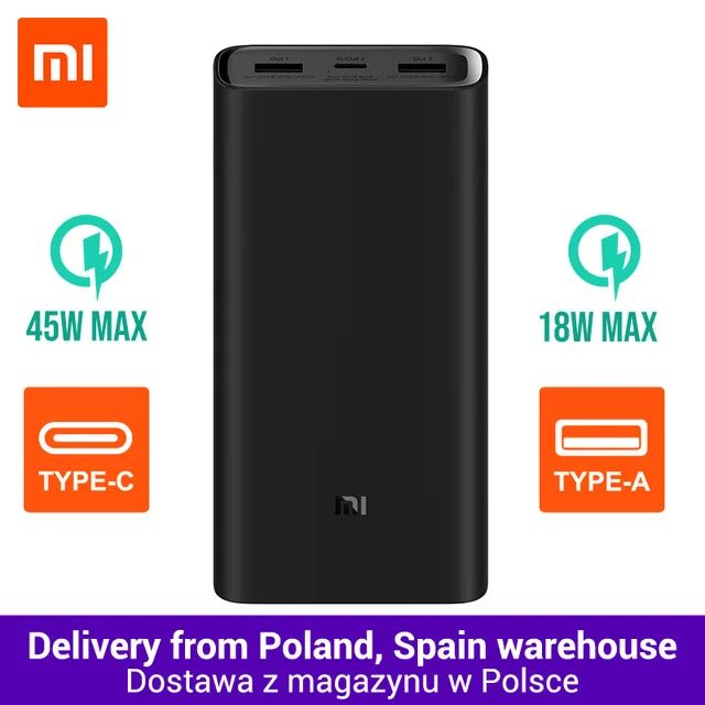 20000 мАч Xiao mi power Bank 3 Pro PLM07ZM с тройным usb выходом USB C 45 Вт Двусторонняя Быстрая