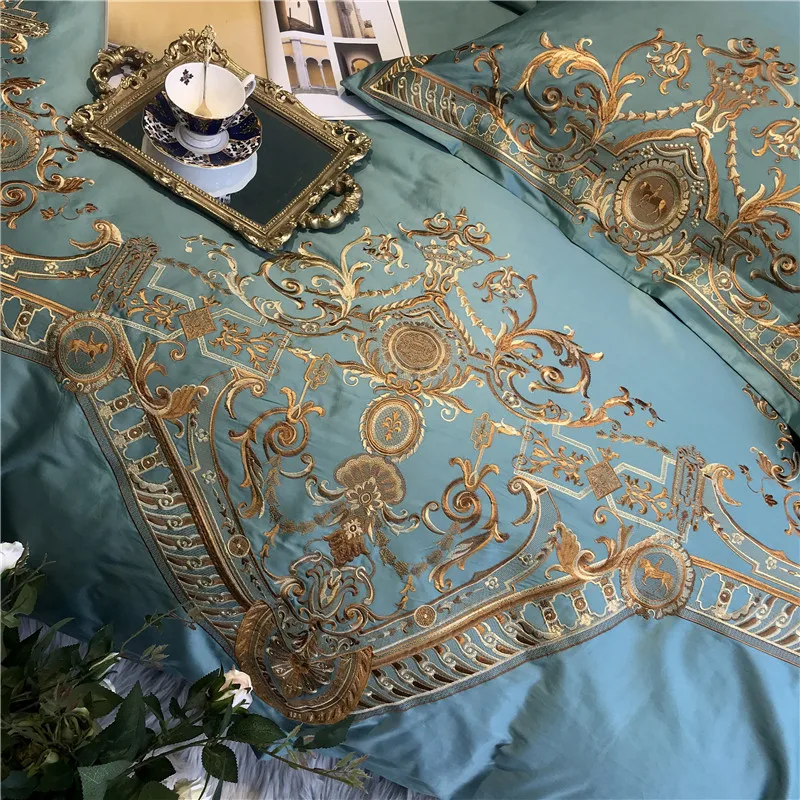 Роскошный зеленый белый коричневый 100 S Египетский хлопок Золотой Королевский