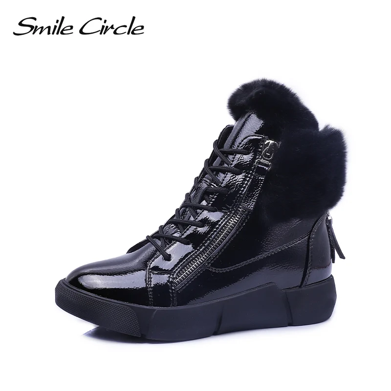 Улыбка круг зимние сапоги женские мотоциклетные ботинки на шнуровке со