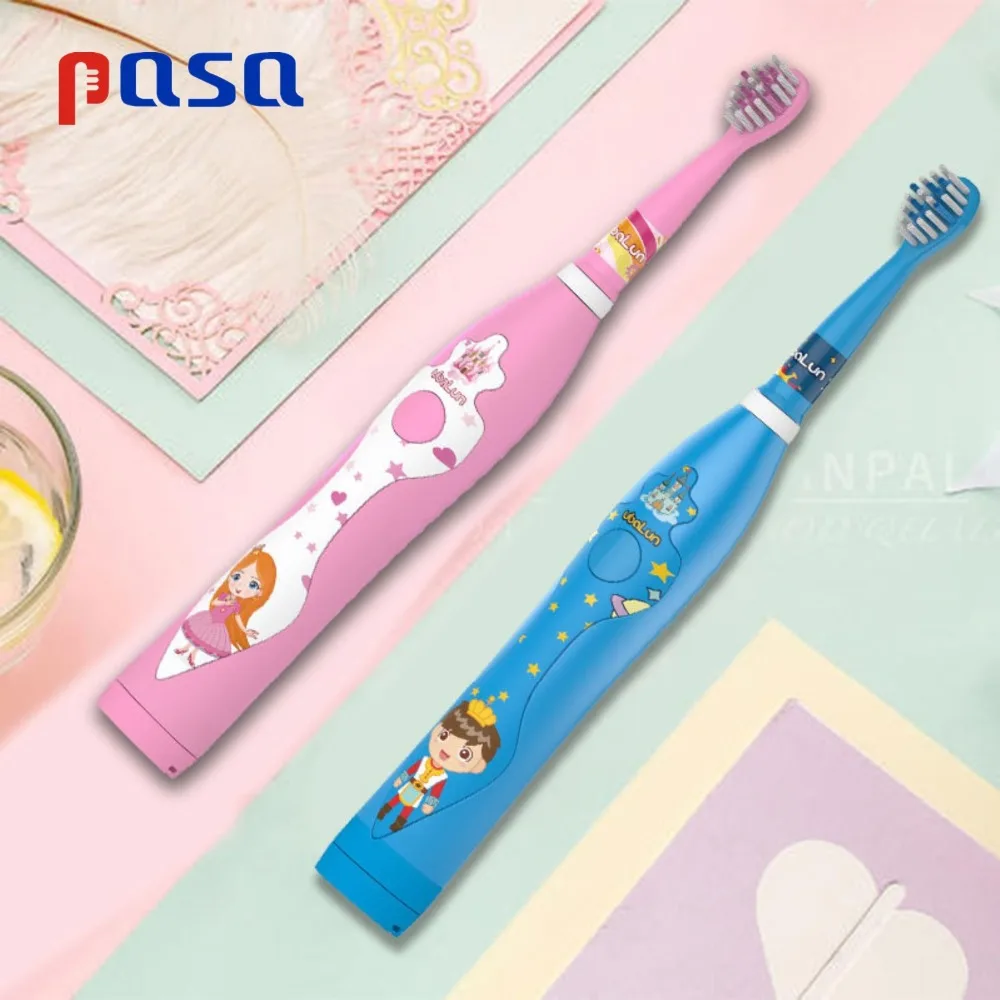 Детская электрическая зубная щетка с мультяшным рисунком ультразвуковая