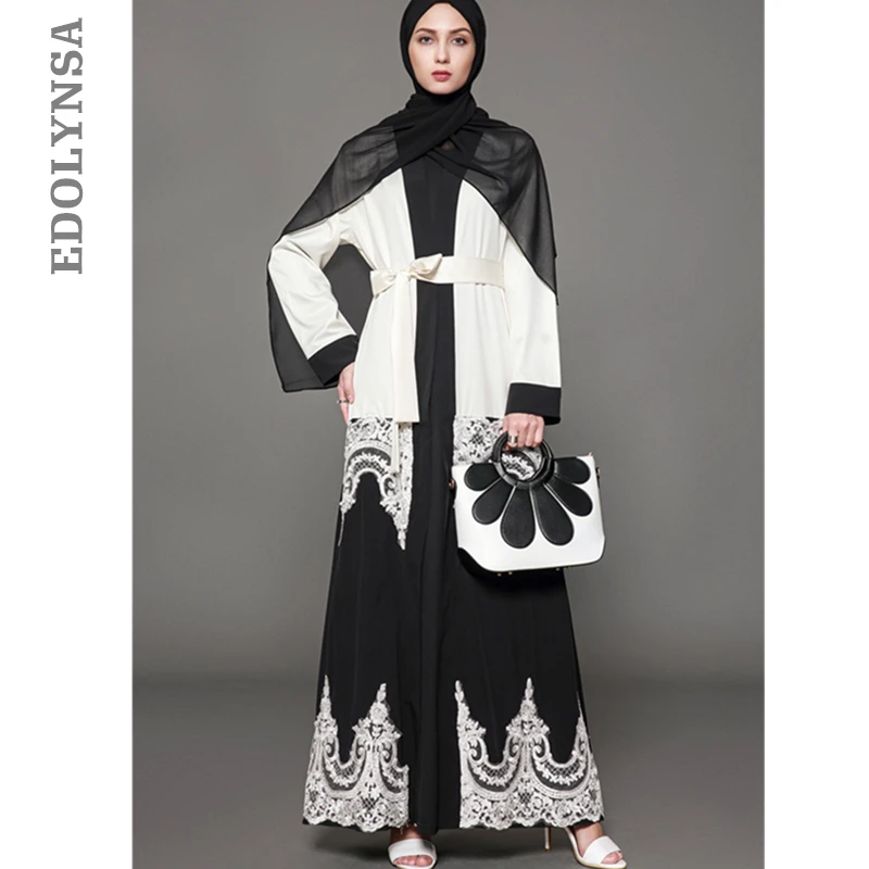 Кружевное лоскутное платье Abaya в Дубае S 5XL мусульманское большого размера