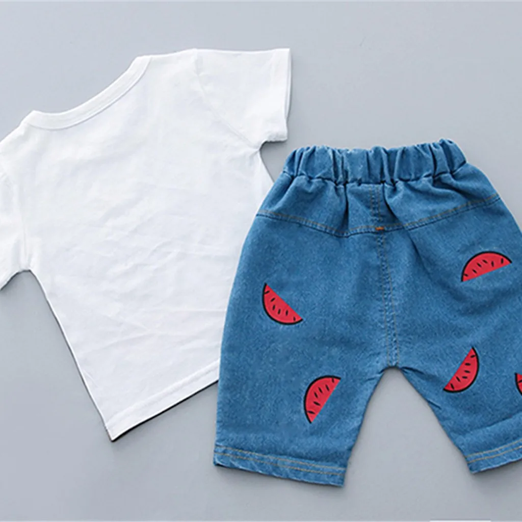 Детская летняя Яркая футболка с рисунком медведя съедобного арбуза футболки