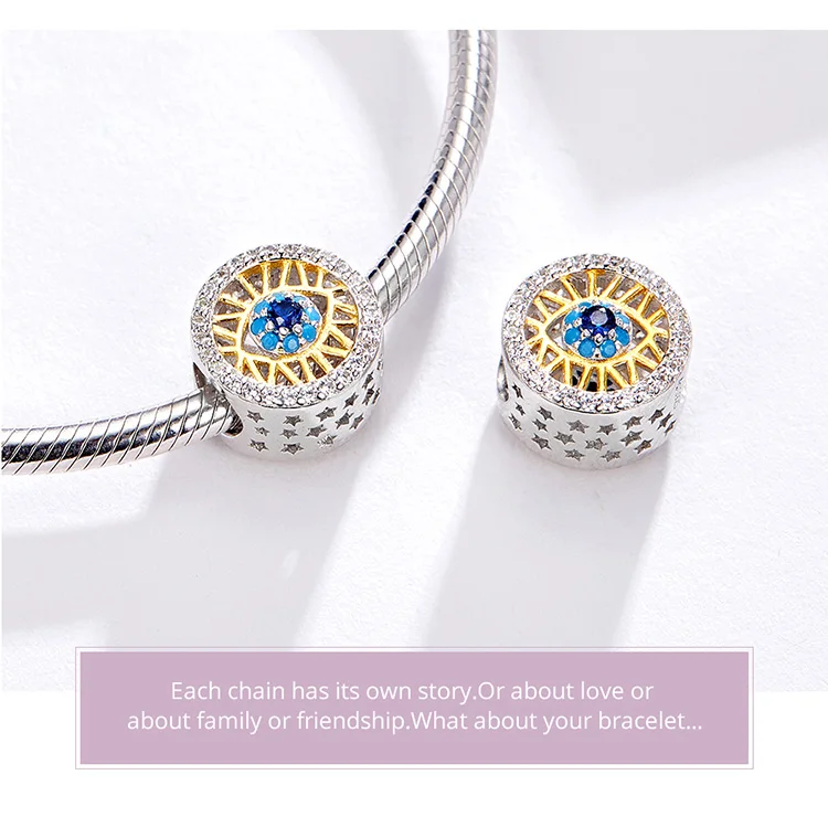 Бусины WOSTU Lucky Eyes, 925 пробы, серебряные, круглые, подходят под DIY браслет, браслеты, подвески, бусины для изготовления ювелирных изделий CTC080